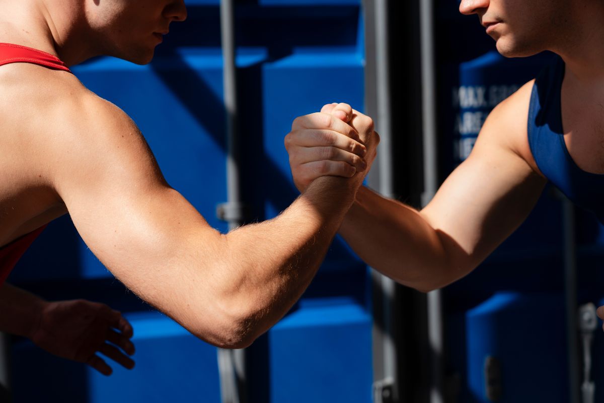 Muscle-Bound Men Challenge a Woman